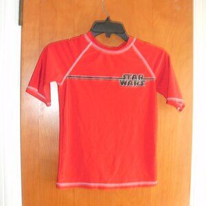 Star Wars Logo Red Swim Rash Guard Swimsuit Top T Shirt Tee Fitted size M